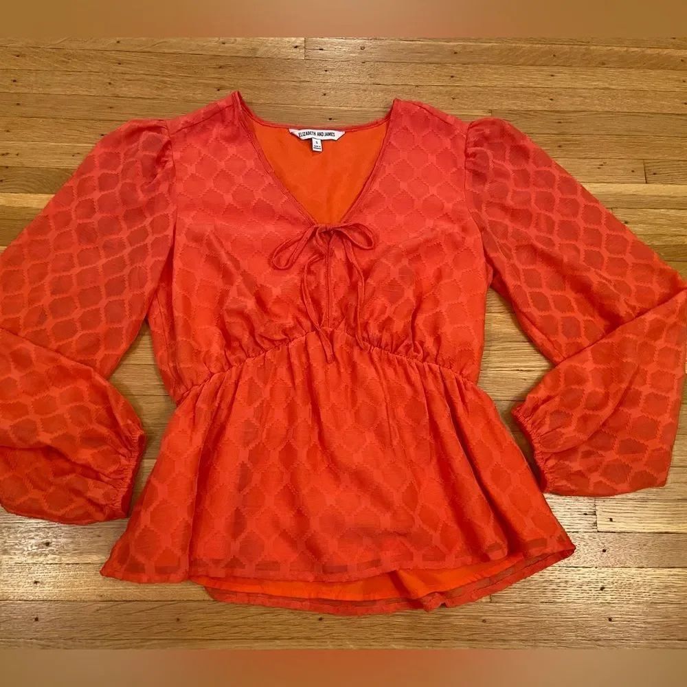 Elizabeth & James orange long sleeve peasant blouse
